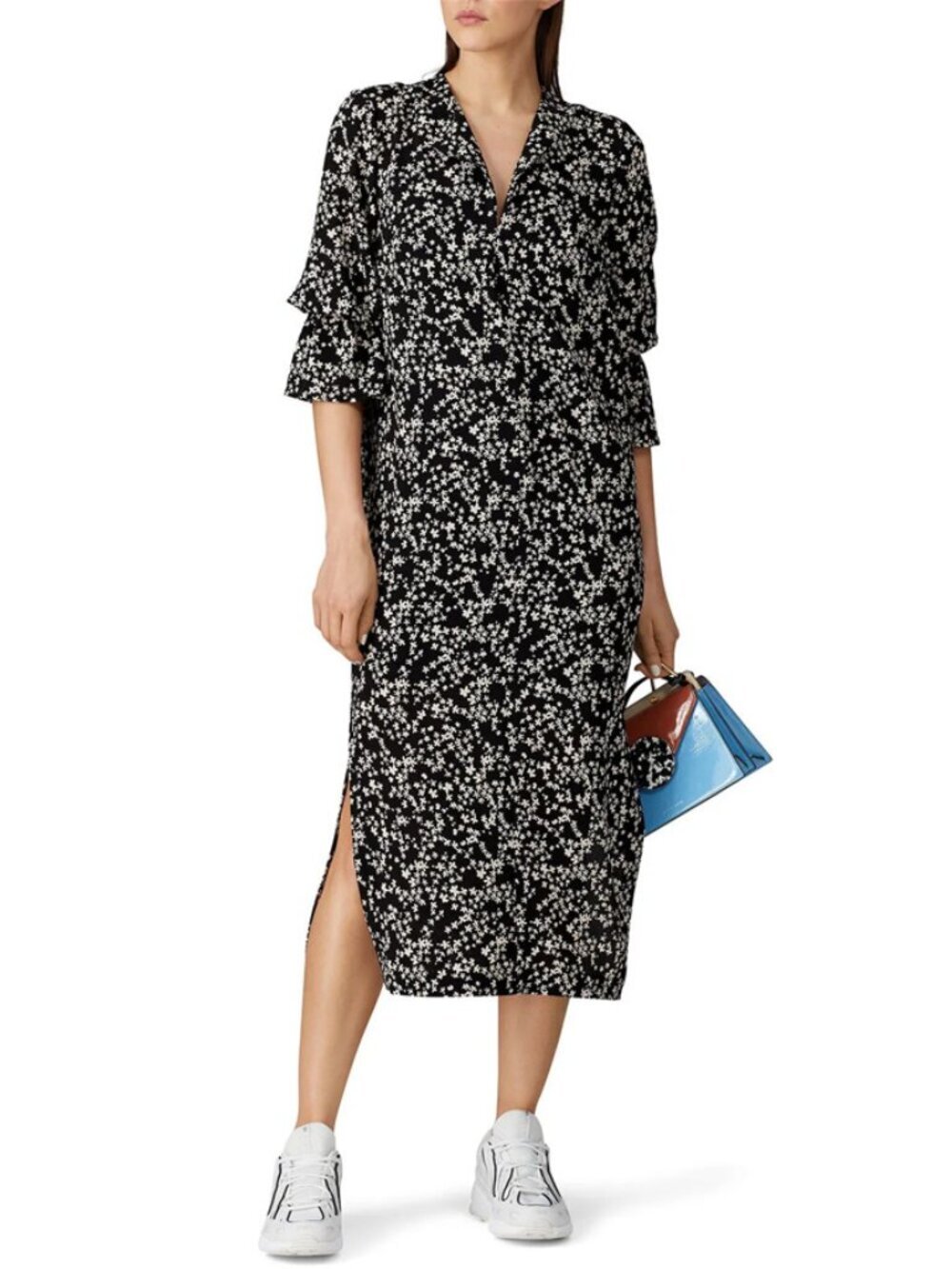 Baum und Pferdgarten Black White Floral Midi Dress Size US 6